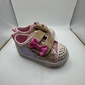 Skechers Sport Toddler Girl Size 5 Pink Sparkle Sneakers with Velcro Closure